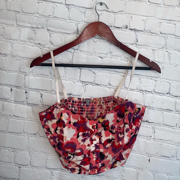 Charlotte Russe Red & Pink Floral Crop top size M - Picture 2 of 9